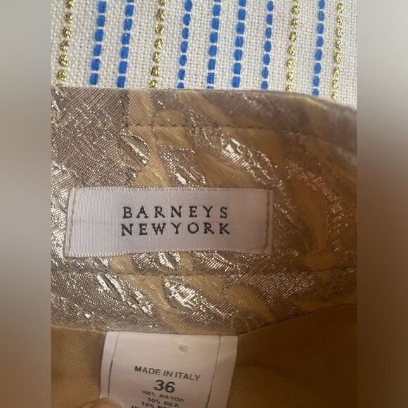 Barneys New York Skirt Sz 36 Brocade Floral  Silver Metallic Lined Made In Italy - Picture 3 of 16